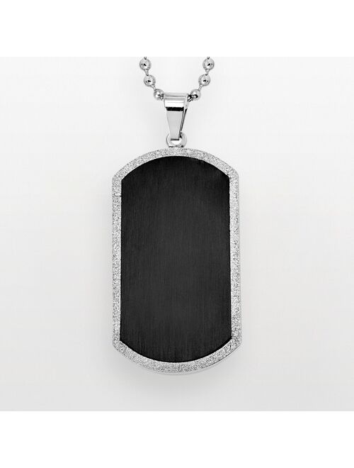 Stainless Steel & Black Immersion-Plated Stainless Steel Dog Tag - Men