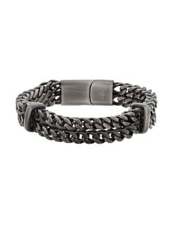 Men's Stainless Steel Double Row Chain Bracelet