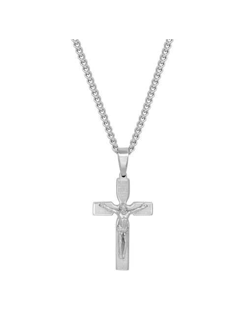 Steel Nation Men's Stainless Steel Lord's Prayer Cross Pendant Necklace