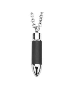 Men's Carbon Graphite Bullet Pendant Necklace