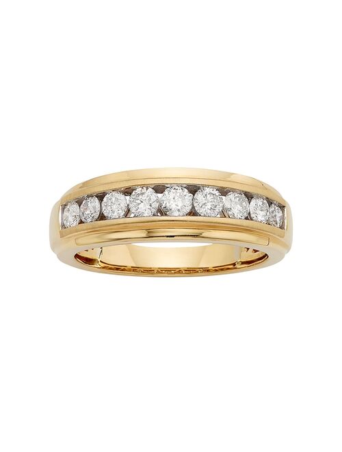 The Regal Collection Men's 14k Gold IGL Certified 1 Carat T.W. Diamond Wedding Band