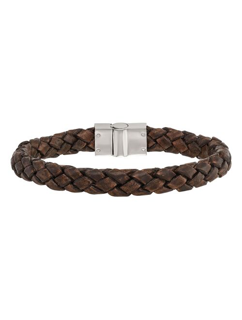 Brown Leather Woven Bracelet