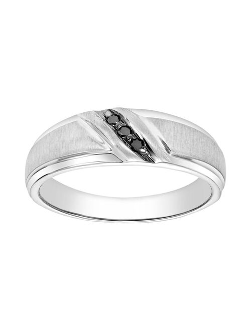 Lovemark Men's 10k White Gold Diamond Accent T.W. Black Diamond Channel Ring