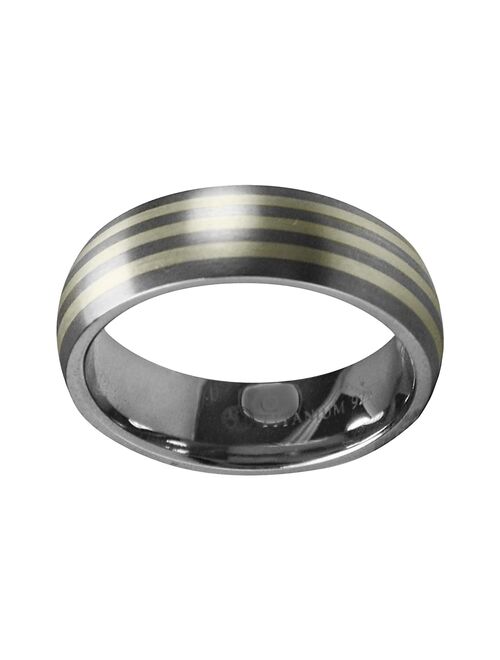 STI by Spectore Gray Titanium & Sterling Silver Stripe Wedding Band - Men