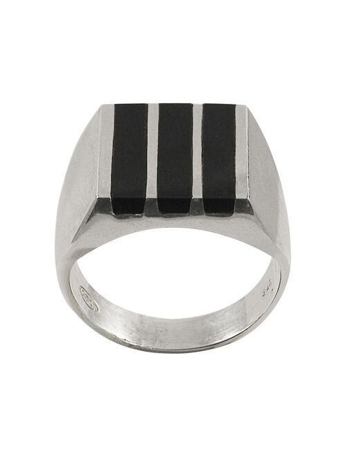 Sterling Silver Onyx Bar Ring - Men