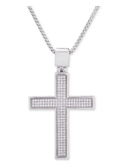 Macy's Diamond Cross 22" Pendant Necklace (1/2 ct. t.w.) in 14k Gold-Plated Sterling Silver or Sterling Silver (Also in Black Diamonds)