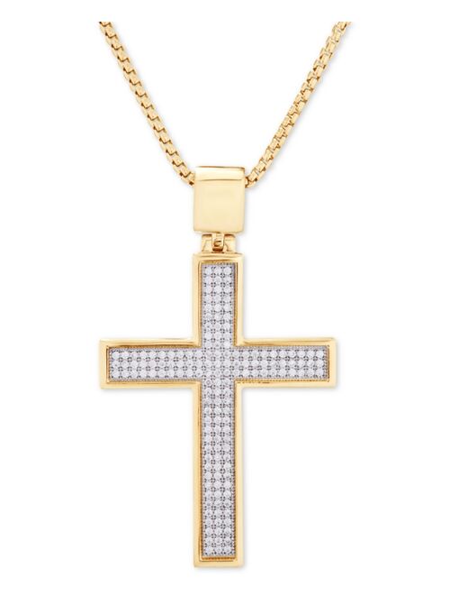 Macy's Diamond Cross 22" Pendant Necklace (1/2 ct. t.w.) in 14k Gold-Plated Sterling Silver or Sterling Silver (Also in Black Diamonds)