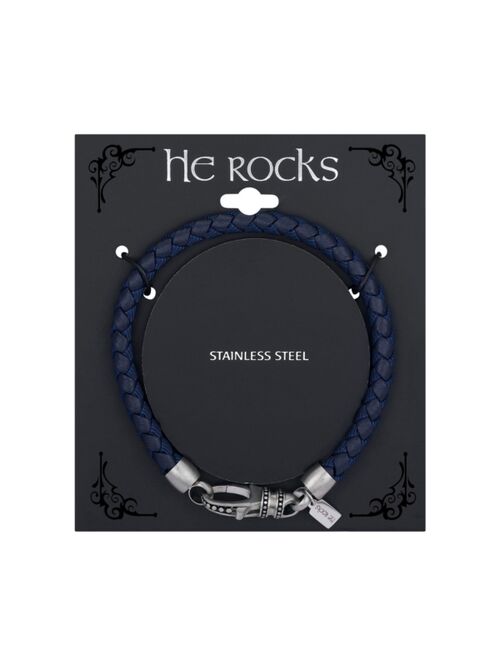 He Rocks Men's Stainless Steel Leather Bracelet