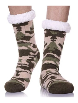 DYW Mens Fuzzy Slipper Socks Warm Thick Heavy Thermal Fleece lined Fluffy Winter Non Slip Socks