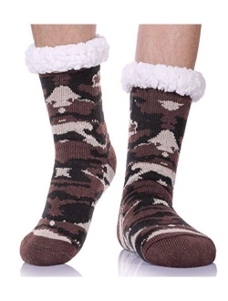 DYW Mens Fuzzy Slipper Socks Warm Thick Heavy Thermal Fleece lined Fluffy Winter Non Slip Socks