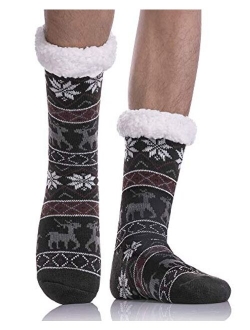 DYW Mens Fuzzy Slipper Socks Warm Thick Heavy Thermal Fleece lined Fluffy Winter Non Slip Socks