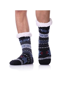 DYW Mens Fuzzy Slipper Socks Warm Thick Heavy Thermal Fleece lined Fluffy Winter Non Slip Socks