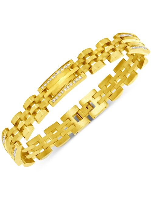 Macy's Men's Diamond Two-Tone Link Bracelet (1/2 ct. t.w.) in Stainless Steel and Yellow Ion-Plate