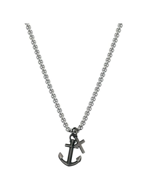 He Rocks Men's Stainless Steel Anchor Cross Charm Pendant Necklace