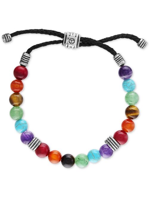 Esquire Men's Jewelry Multi-Color Beaded Bolo Bracelet in Sterling Silver