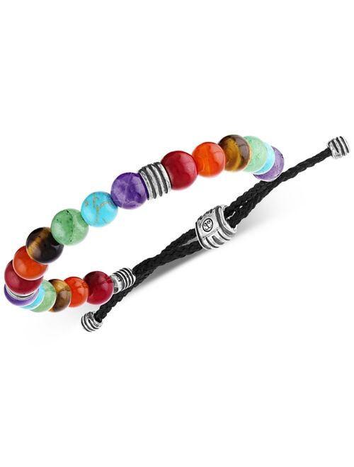 Esquire Men's Jewelry Multi-Color Beaded Bolo Bracelet in Sterling Silver