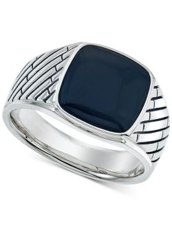 Esquire Men's Jewelry Onyx (12 x 12mm) Ring in Sterling Silver, Created for Macy's