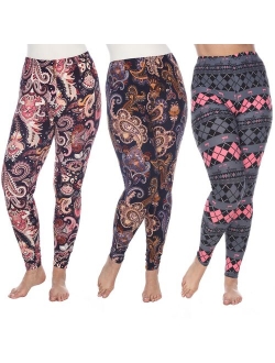 Plus Size White Mark 3 Pack Printed Leggings