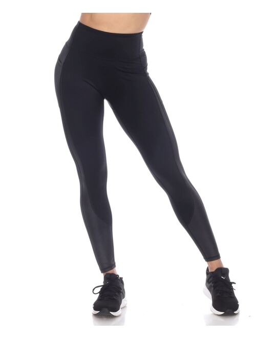 White Mark Women's High-Waist Mesh Fitness Leggings