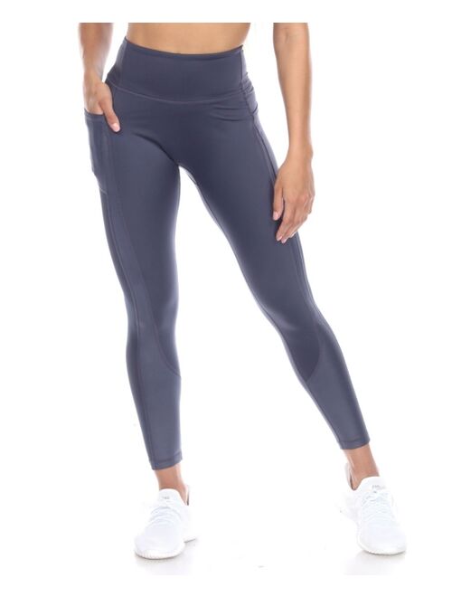 White Mark Women's High-Waist Mesh Fitness Leggings