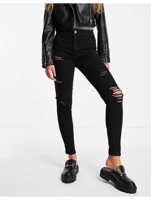 New Look ripped skinny jeans in black