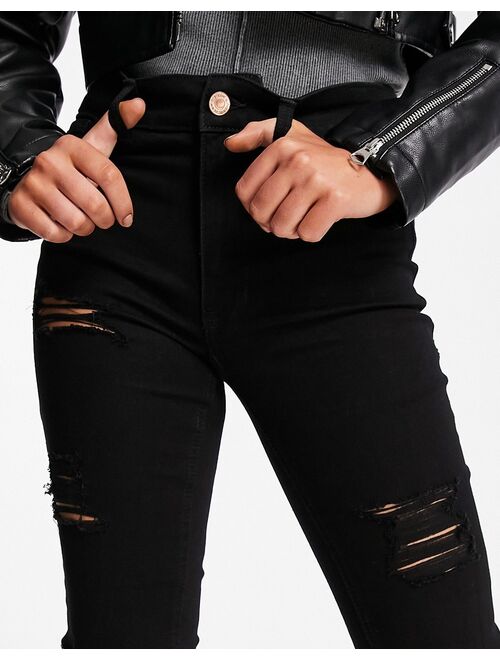 New Look ripped skinny jeans in black