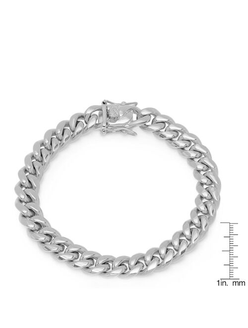 STEELTIME Men's Stainless Steel Miami Cuban Chain Link Style Bracelet with 10mm Box Clasp Bracelet