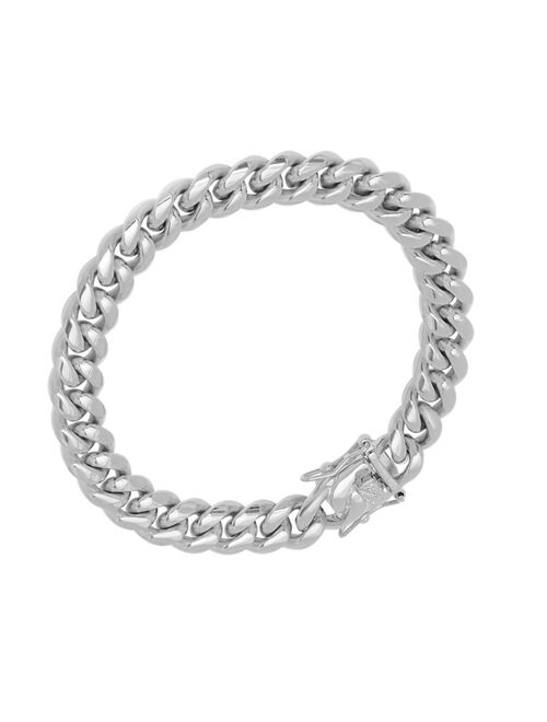 STEELTIME Men's Stainless Steel Miami Cuban Chain Link Style Bracelet with 10mm Box Clasp Bracelet