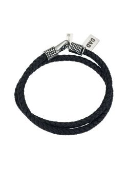 He Rocks Men's Stainless Steel Dad Leather Wrap Bracelet