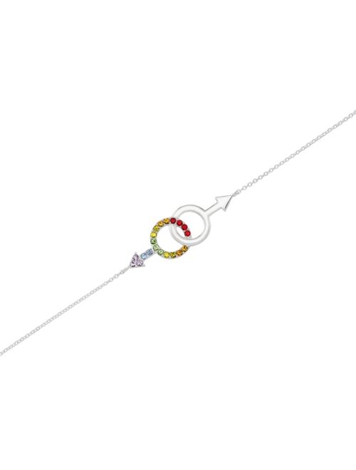 Macy's Rainbow Crystal Boyfriends Link Bracelet in Sterling Silver