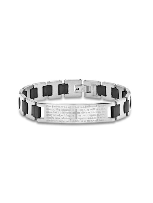 STEELTIME Men's Stainless Steel black Rubber Bracelet with "Lords Prayer" Bracelet