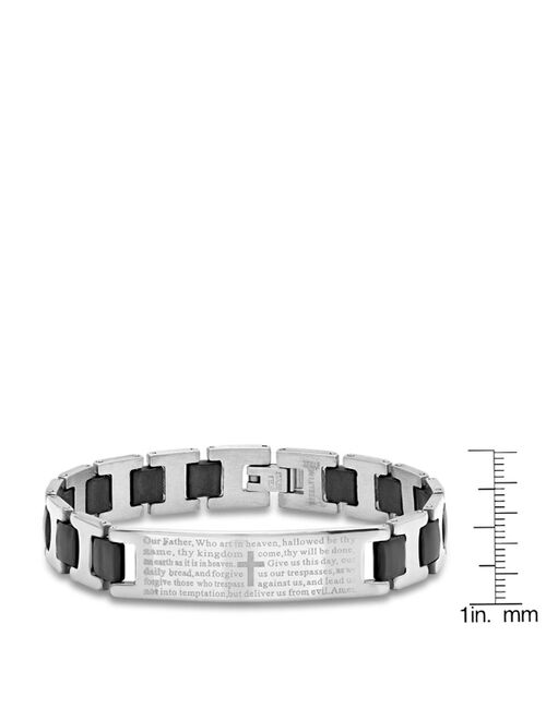 STEELTIME Men's Stainless Steel black Rubber Bracelet with "Lords Prayer" Bracelet