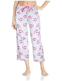 womens Printed Knit Capri Pajama Sleep Pant