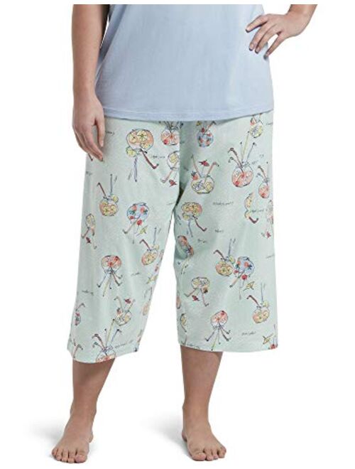 HUE womens Printed Knit Capri Pajama Sleep Pant