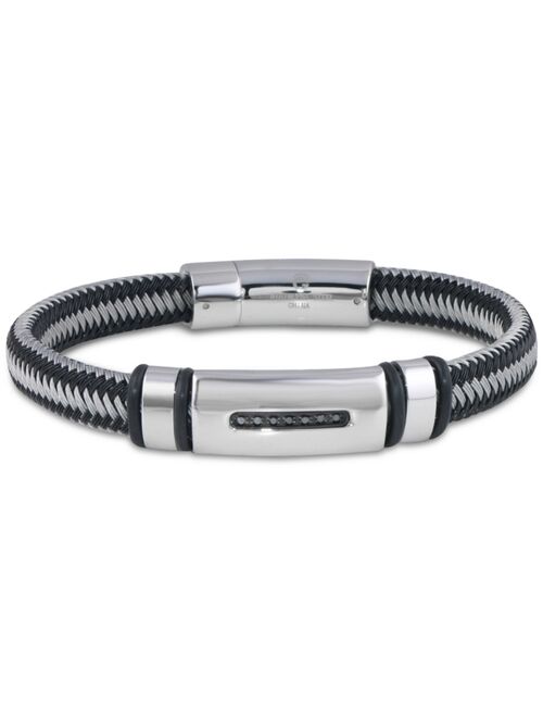 Macy's Men's Black Diamond Bracelet in Nylon and Stainless Steel (1/10 ct. t.w.)