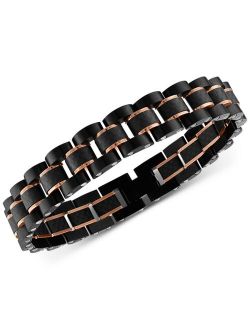 Esquire Men's Jewelry Watch Link Bracelet in Stainless Steel and Black Carbon Fiber, Created for Macy's