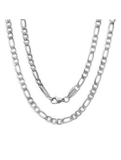 STEELTIME Men's Stainless Steel Figaro Chain Link Necklace