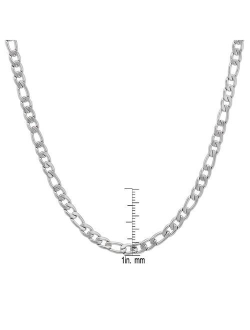 STEELTIME Men's Stainless Steel Figaro Chain Link Necklace