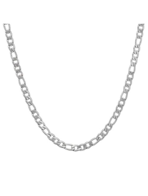 STEELTIME Men's Stainless Steel Figaro Chain Link Necklace