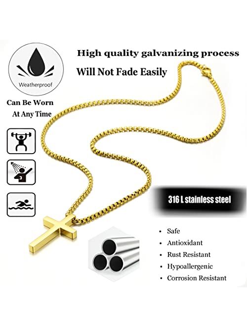 Skqir Stainless Steel Cross Necklace for Men Silver Cross Necklace for boy Cross Chain for Mens Small Cross Pendant Necklace Simple Jewelry