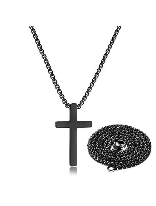 Skqir Stainless Steel Cross Necklace for Men Silver Cross Necklace for boy Cross Chain for Mens Small Cross Pendant Necklace Simple Jewelry