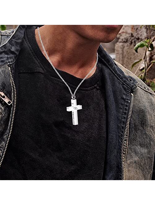 Warovaya Jewelry cross stainlessl necklace pendant (FOREVER LOVED) there will be your precious memories forever preserve the ashes hair and your favorite perfume of frien