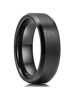 King Will Basic 6mm 7mm 8mm 9mm 10mm Men Wedding Black Tungsten Ring Matte Finish Beveled Polished Edge Comfort Fit