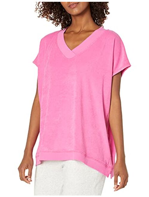 HUE Women's Relaxed Fit Terry V-Neck Sleep Tee