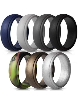 Saco Band Silicone Rings Men - 7 Rings / 1 Ring Rubber Wedding Bands