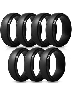 Saco Band Silicone Rings Men - 7 Rings / 1 Ring Rubber Wedding Bands