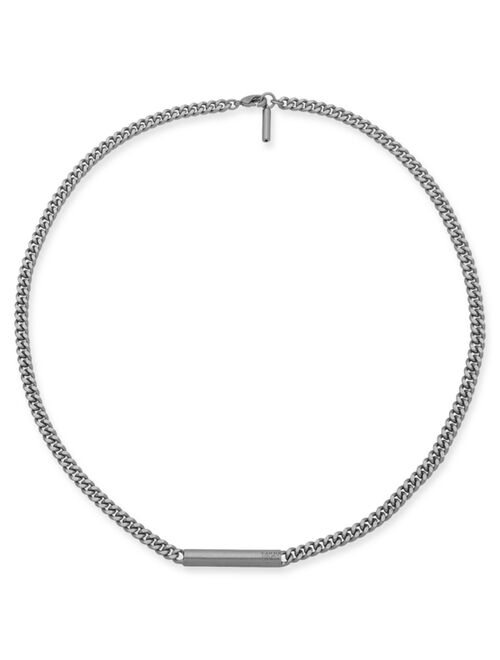 DKNY Men's Silver-Tone Bar Frontal Chain Necklace