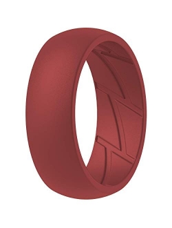 ThunderFit Silicone Wedding Rings for Men Breathable Airflow Inner Grooves - Breathable Edition Rubber Engagement Bands - 8.5mm Wide - 2.5mm Thick