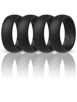 ThunderFit Silicone Wedding Rings for Men Breathable Airflow Inner Grooves - Breathable Edition Rubber Engagement Bands - 8.5mm Wide - 2.5mm Thick