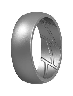 ThunderFit Silicone Wedding Rings for Men Breathable Airflow Inner Grooves - Breathable Edition Rubber Engagement Bands - 8.5mm Wide - 2.5mm Thick